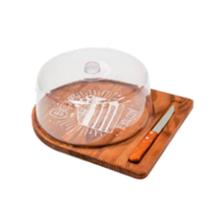 BLACK IMPERDÍVEL Boleira de Madeira Rústica e Tampa de Acrílico com Faquinha, Cozinha, Café, Bolos, Tortas, Queijos, Frios e Petiscos