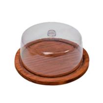 BLACK OFERTA Boleira de Madeira Rústica e tampa de acrílico 25cm para, Café, Queijos, Tortas, Bolos, Petiscos, Cozinha, Mesa posta