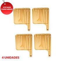 BLACK OFERTA KIT 4 Tábuas de Madeira Lisa Natural para Hamburguer, Cozinha, Grelhados, Carnes, Queijos, Frios