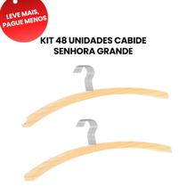 BLACK OFERTA KIT 48 Cabides de Madeira Senhora Adulto 40cm Grande R3 Organização, Ganchos, Resistente, Blusas, Saias, Casacos, Armários