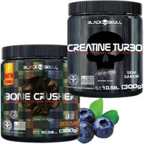 Black Skull Creatina Turbo Pote 300g + Pré Treino Bone Crusher 300g
