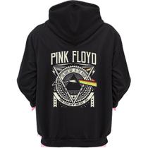 Blagasalho de frio Blusa comcapuz canguru Estampado Pink Floyd Costa