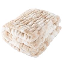 Blanket Lavish Home Oversize Ruched Faux Fur Queen Cream