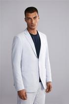 Blazer Alfaiataria Liso Linen Blend Slim Fit - Azul Claro