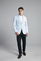 Blazer Alfaiataria Liso Slim Fit - Azul Claro Blazer Alfaiataria Liso Slim Fit - Azul Claro