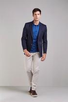 Blazer Alfaiataria Liso Slim Fit - Azul Marinho Blazer Alfaiataria Liso Slim Fit - Azul Marinho