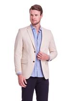 Blazer Alfaiataria Liso Slim Fit - Bege Areia