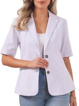 Blazer Allegra K Linen para mulheres de manga curta roxo claro