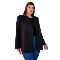 Blazer Alongado Alfaiataria Botões Com Forro Plus Size Premium Tendencia Blazer Alongado Alfaiataria Botões Com Forro Plus Size Premium Tendencia