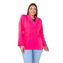 Blazer Alongado Alfaiataria Botões Com Forro Plus Size Premium Tendencia