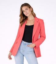 Blazer Alongado Feminino Em Alfaiataria Aishty Laranja