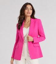 Blazer Alongado Feminino Em Alfaiataria Aishty Rosa Blazer Alongado Feminino Em Alfaiataria Aishty Rosa