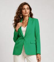 Blazer Alongado Feminino Em Alfaiataria Aishty Verde Blazer Alongado Feminino Em Alfaiataria Aishty Verde
