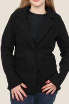 Blazer alongado malha lã batida preto