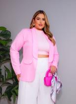 Blazer Candy Color Plus Size Alfaiataria Caimento Impecável Elegante Luxo Moderno