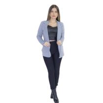 Blazer casaco feminino com fechamento com botões encapado moletinho com elastano