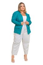 Blazer Casaco Feminino Plus Size Malha Canelado Têndencida