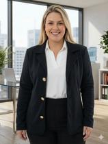 Blazer Casaco Feminino Plus Size Neopreme Inverno + Blusa sueter Manga Longa