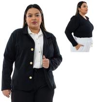 Blazer Casaco Feminino Plus Size Neopreme Inverno + Blusa sueter Manga Longa