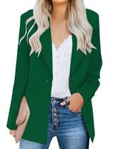 Blazer casaco luvamia, casual, de lapela, com botão, verde fino