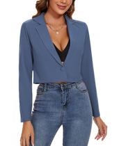 Blazer, casaco MINTLIMIT, cortado para mulheres, azul ardósia Blazer, casaco MINTLIMIT, cortado para mulheres, azul ardósia