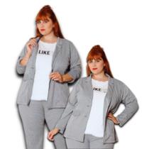 Blazer Casaquinho Max Alfaiataria Feminino Jacquard Plus Size Blazer Casaquinho Max Alfaiataria Feminino Jacquard Plus Size