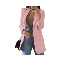 Blazer Casual Feminino plus Size, Cardigã Sólido Com Lapela, Jaqueta De Outono Inverno, Casaco