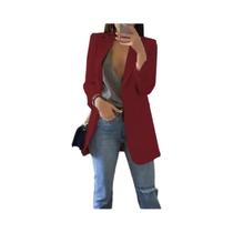 Blazer Casual Feminino plus Size, Cardigã Sólido Com Lapela, Jaqueta De Outono Inverno, Casaco