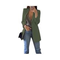 Blazer Casual Feminino plus Size, Cardigã Sólido Com Lapela, Jaqueta De Outono Inverno, Casaco