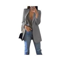 Blazer Casual Feminino plus Size, Cardigã Sólido Com Lapela, Jaqueta De Outono Inverno, Casaco