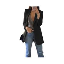Blazer Casual Feminino plus Size, Cardigã Sólido Com Lapela, Jaqueta De Outono Inverno, Casaco