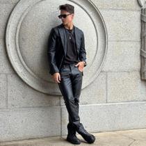 Blazer Casual Moda Masculina material sintético Slim Premium Cor:PretoTamanho:G
