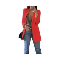 Blazer Casual plus Size Para Mulheres, Cardigan Sólido Com Lapela, Casaco De Outono E Inverno, Moda