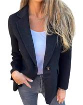 Blazer CHARTOU Jaqueta feminina Wool Blend Business Office preta