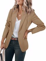 Blazer Cicy Bell feminino casual aberto na frente, manga comprida, cáqui escuro