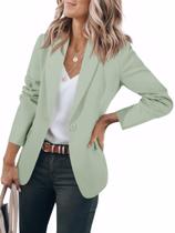 Blazer Cicy Bell feminino casual com frente aberta verde claro Blazer Cicy Bell feminino casual com frente aberta verde claro