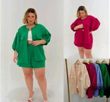 Blazer com Shorts Preto Plus Size