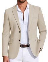 Blazer COOFANDY Leve de Malha com Dois Botões Cor Caqui Claro