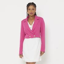 Blazer Cropped Alfaiataria Pink Miss Joy 7491 Feminino