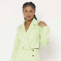 Blazer Cropped Alfaiataria Verde Lima Miss Joy 7491 Feminino