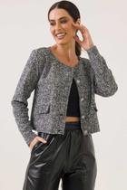 Blazer Cropped Cassie Tweed Cinza Cess