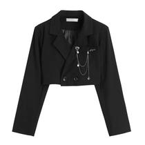 Blazer Cropped Feminino Punk Gótico Com Correntes De Metal, Design Harajuku, Streetwear, Patchwork, Blazer Cropped Feminino Punk Gótico Com Correntes De Metal, Design Harajuku, Streetwear, Patchwork,