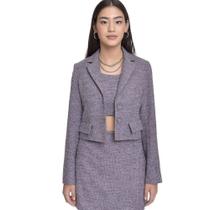 Blazer Cropped Juvenil Feminino Amofany Com Fechamento - ROXO - P