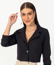 Blazer cropped slim preto tamanho G