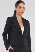 Blazer Curto PKS Alfaiataria Ponto Roma Preto Blazer Curto PKS Alfaiataria Ponto Roma Preto