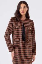 Blazer Curto PKS Alfaiataria Tweed Preto e Marrom Blazer Curto PKS Alfaiataria Tweed Preto e Marrom