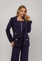 Blazer De Alfaiataria Com Costuras Contrastantes Azul Salvatore Blazer De Alfaiataria Com Costuras Contrastantes Azul Salvatore