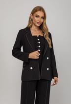 Blazer De Alfaiataria Com Costuras Contrastantes Preto Salvatore