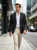 Blazer de malha - Preto mesclado tamanho:48 Blazer de malha - Preto mesclado tamanho:48
