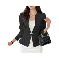 Blazer Elegante Slim Fit Com Decote Em V Para Mulheres, Casaco De Manga Longa Para Escritório, Blazer Elegante Slim Fit Com Decote Em V Para Mulheres, Casaco De Manga Longa Para Escritório,